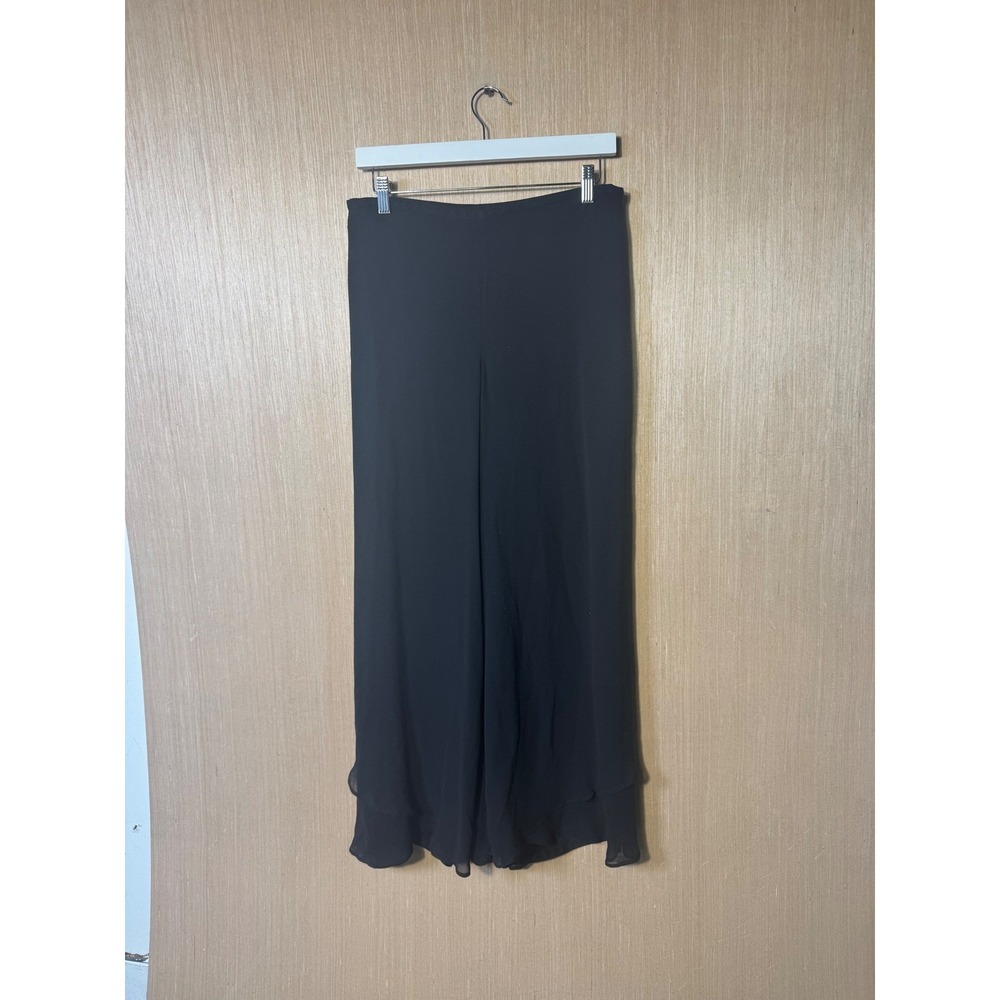 Gilar New York Black Wide Leg Chiffon Layered Palazzo Dress Pants Gaucho
